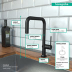 HANSGROHE 72858671 Talis N Kitchen Faucet, U-Style 1-Spray, 1.5 GPM - Matte Black