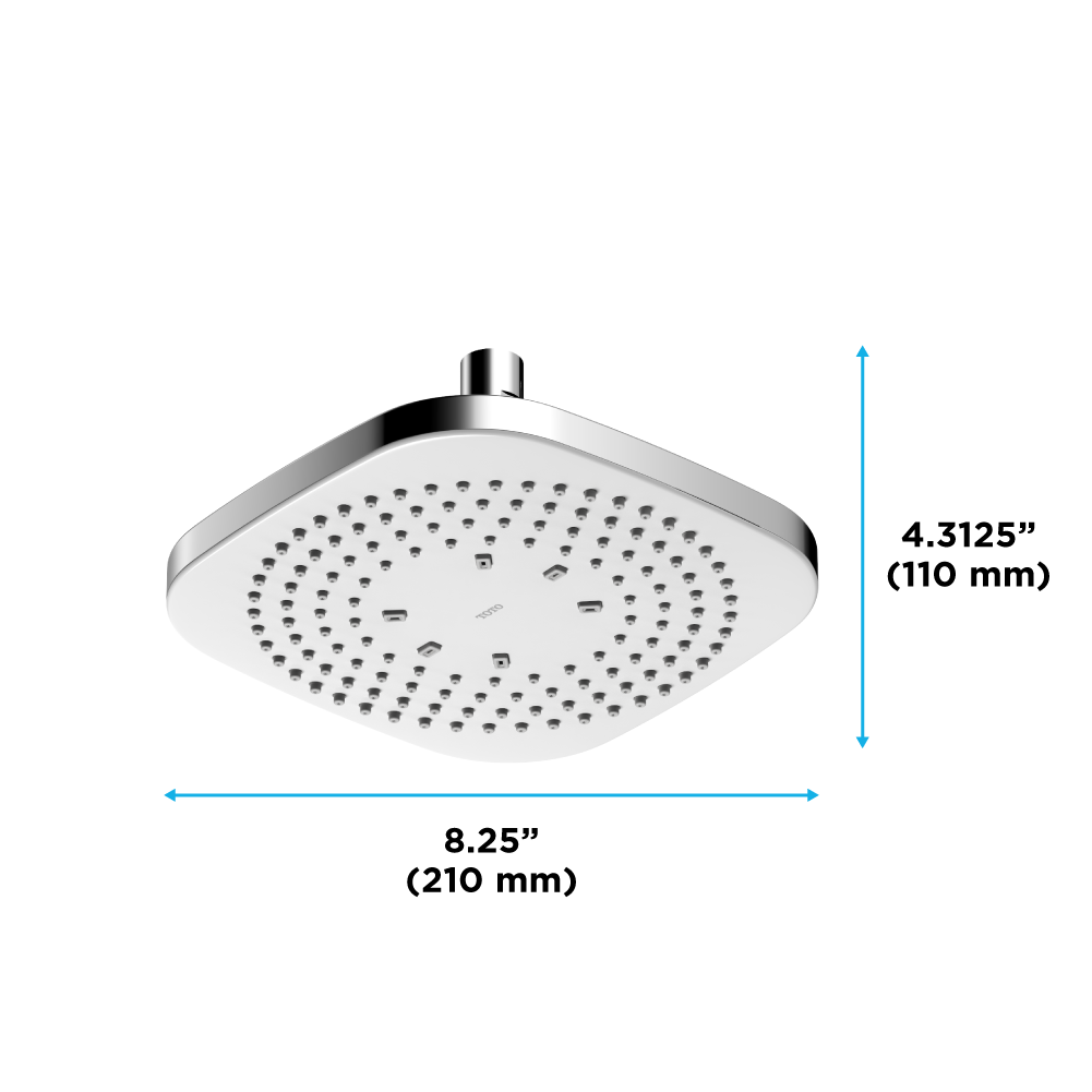 TOTO TBW02003U1#CP G Series 2.5 GPM Single Spray 8.5 inch Square Showerhead with COMFORT WAVE Technology , Polished Chrome