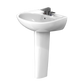 TOTO LPT241.4G#01 Supreme Oval Basin Pedestal Bathroom Sink with CEFIONTECT for 4 Inch Center Faucets , Cotton White