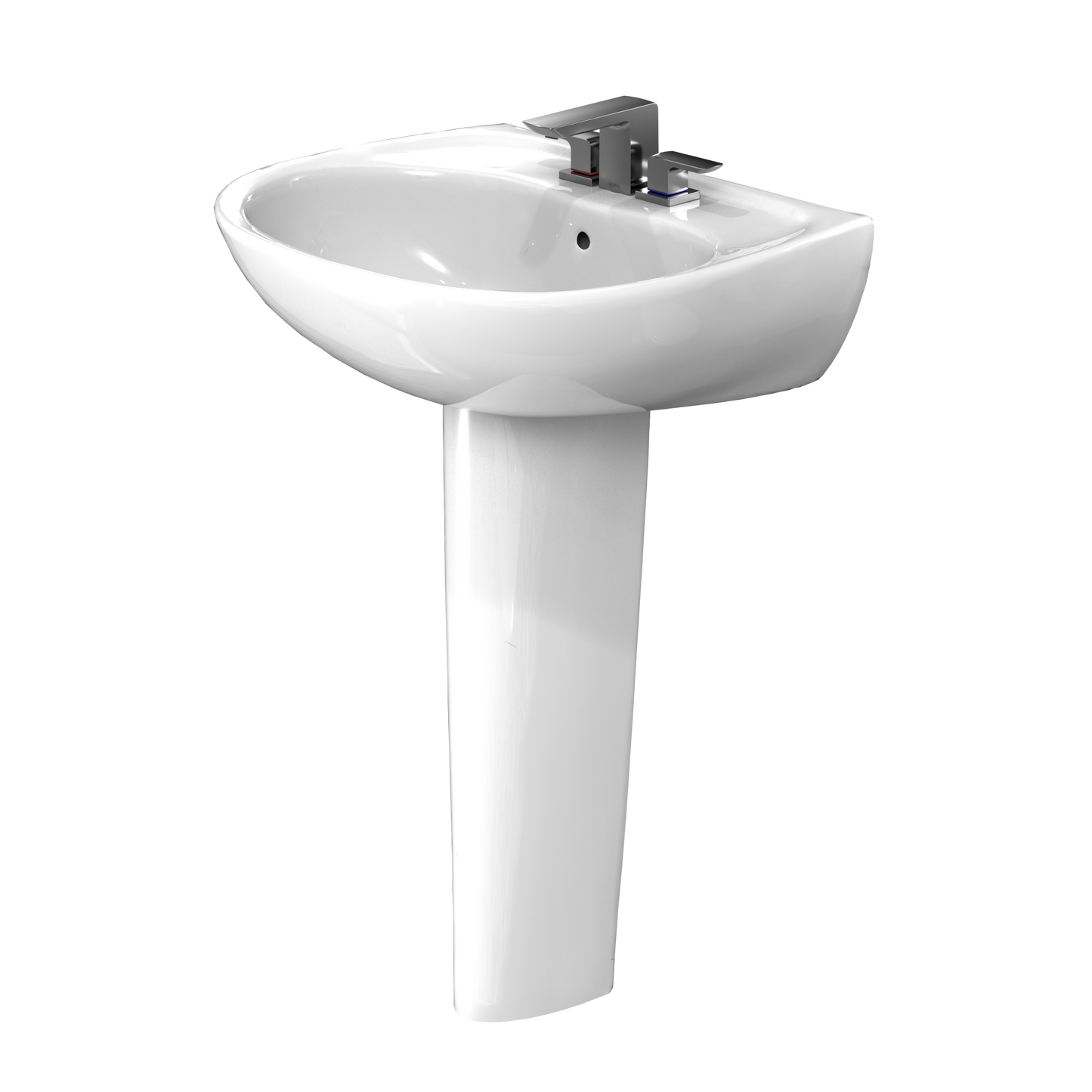 TOTO LPT241.4G#01 Supreme Oval Basin Pedestal Bathroom Sink with CEFIONTECT for 4 Inch Center Faucets , Cotton White