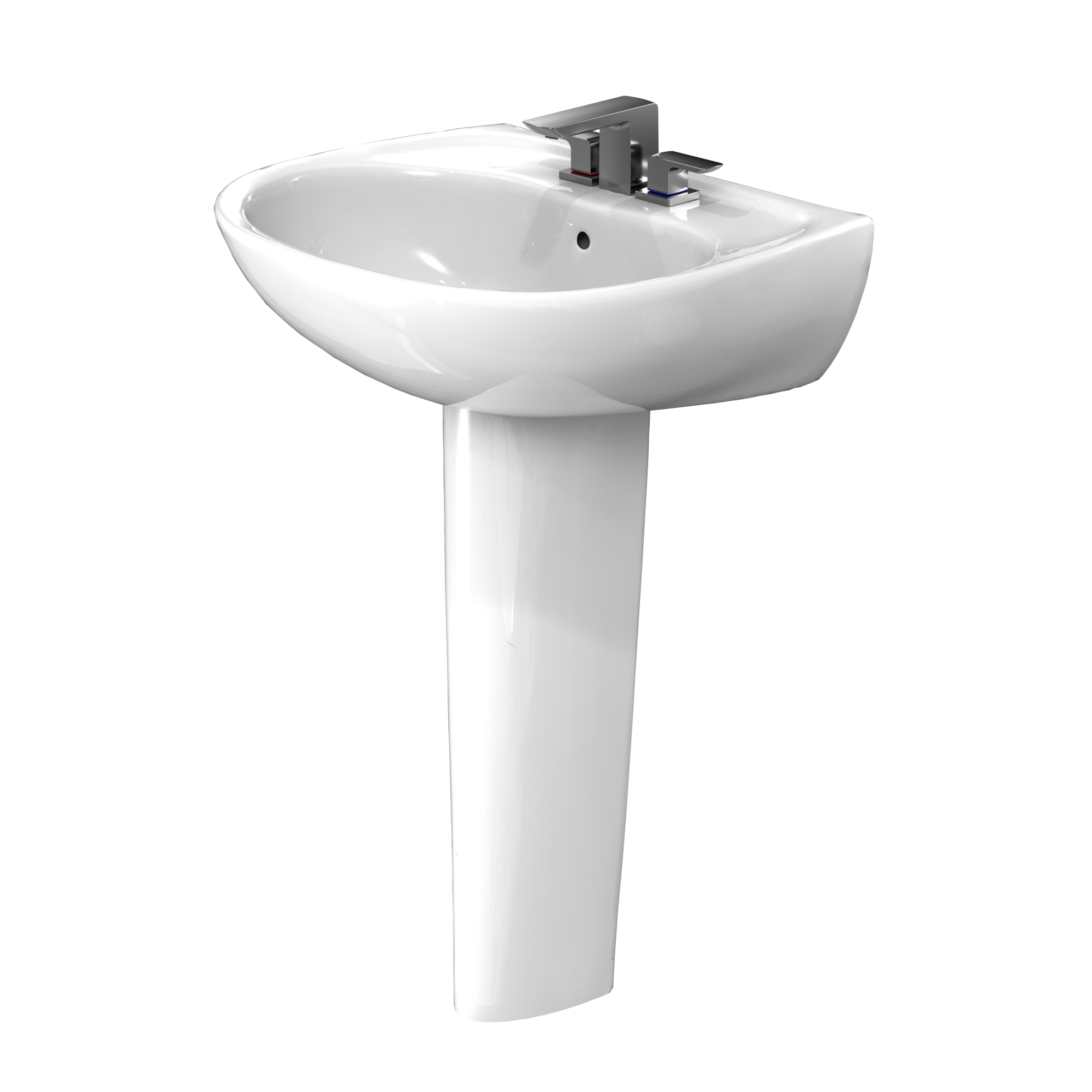TOTO LPT241.4G#01 Supreme Oval Basin Pedestal Bathroom Sink With Cefiontect For 4 Inch Center Faucets - Cotton White