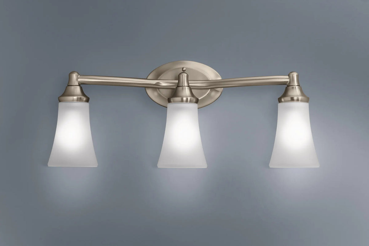 MOEN YB2863BN Eva  Three Globe Bath Light In Brushed Nickel