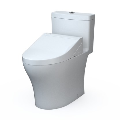 TOTO MW6463084CEMFGN#01 Washlet+ Aquia Iv One-Piece Elongated Dual Flush 1.28 And 0.9 Gpf Toilet And Washlet C5 Bidet Seat - Cotton White