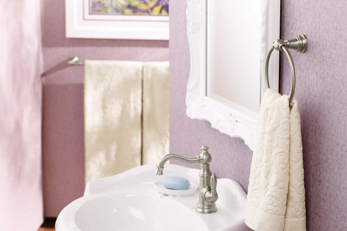 MOEN S42107BN Weymouth One-Handle Bathroom Sink Faucet - Brushed Nickel
