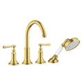 AXOR 16555251 Montreux 4-Hole Roman Tub Set Trim with Lever Handles and 1.8 GPM Handshower - Brushed Gold Optic