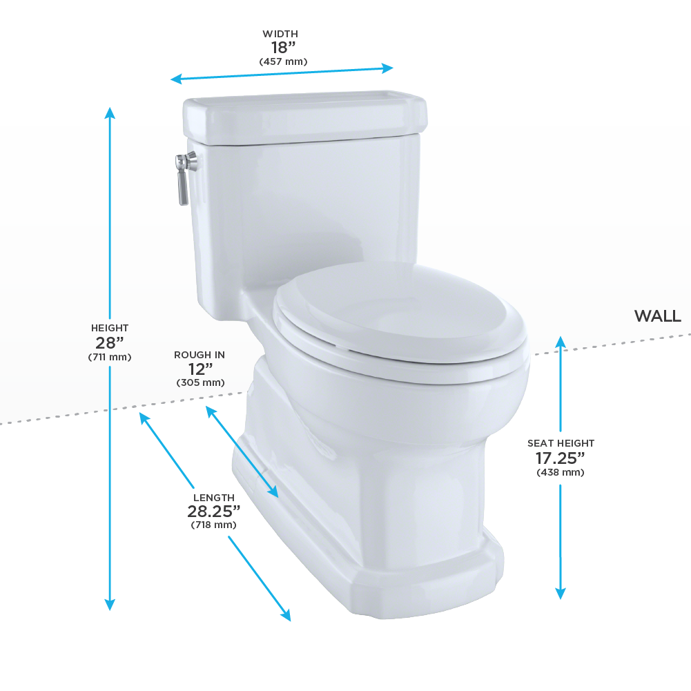 TOTO MS974224CEFG#01 Eco Guinevere Elongated 1.28 GPF Universal Height Skirted Toilet with CEFIONTECT and SoftClose Seat , Cotton White