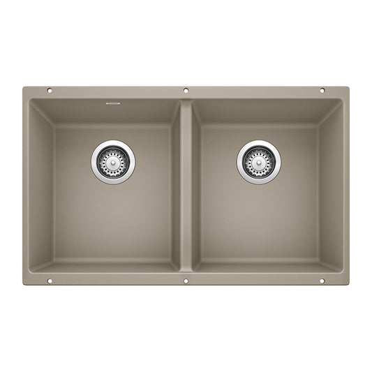 BLANCO 517678 Precis Precis SILGRANIT 29" 50/50 Double Bowl Undermount Kitchen Sink - Truffle in Truffle