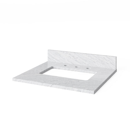 JEFFREY ALEXANDER VKITCAD24WHWCR 24" White Cade Vanity, White Carrara Marble Vanity Top, undermount rectangle bowl - White