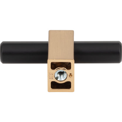 JEFFREY ALEXANDER 478T-MBSBZ Larkin 2 2-3/8" Length Bar Knob - Matte Black w/Satin Bronze
