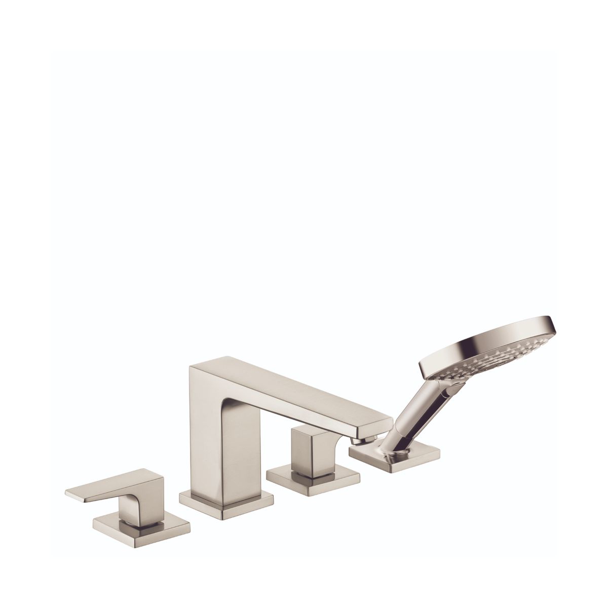 HANSGROHE 32557821 Metropol 4-Hole Roman Tub Set Trim with Lever Handles and 1.75 GPM Handshower - Brushed Nickel