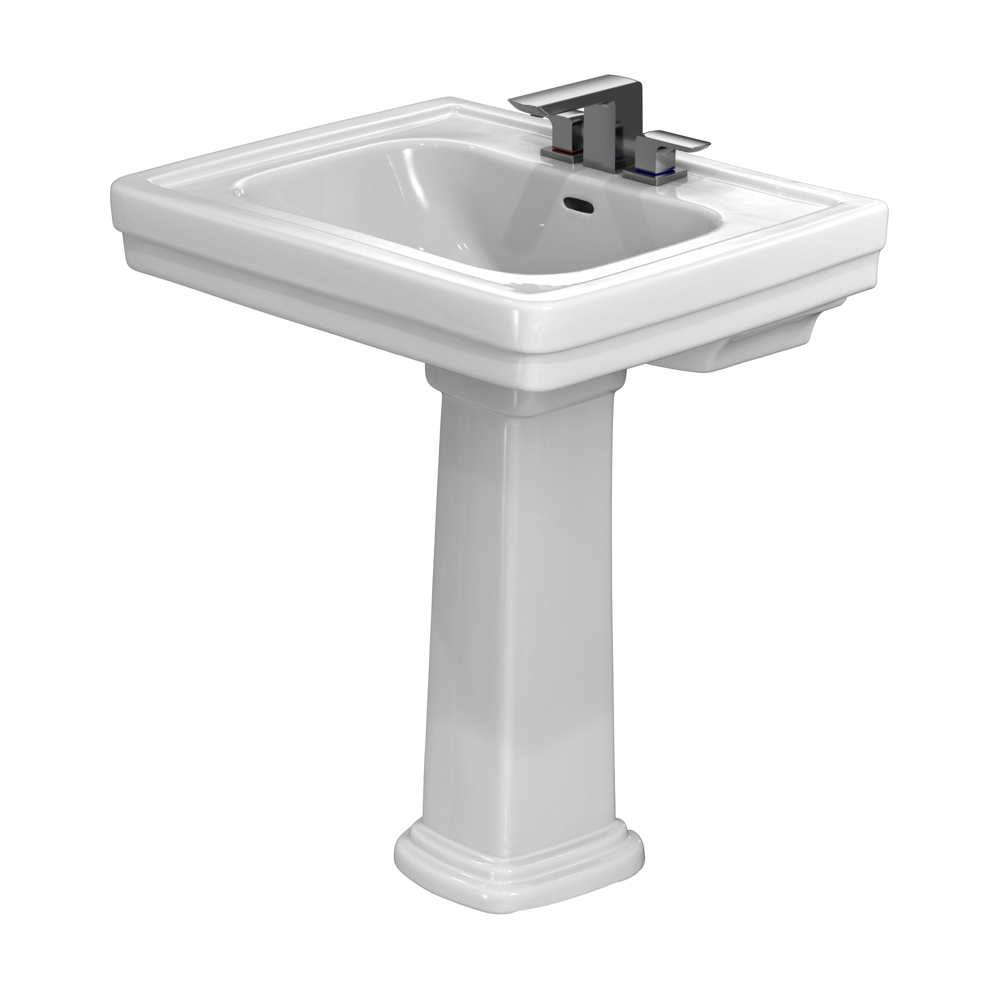 TOTO LPT530.4N#01 Promenade 27-1/2" X 22-1/4" Rectangular Pedestal Bathroom Sink For 4 Inch Center Faucets - Cotton White