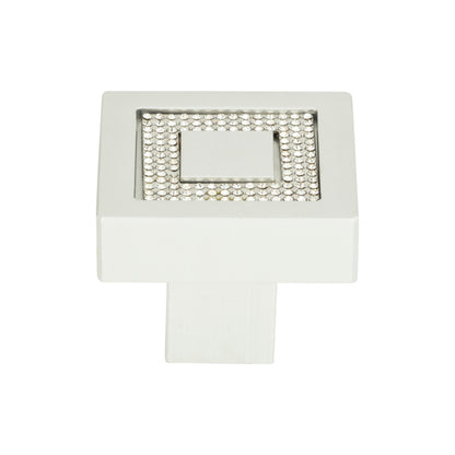 ATLAS 3192-mc Crystal 1 3/8" Length Square Knob - Matte Chrome