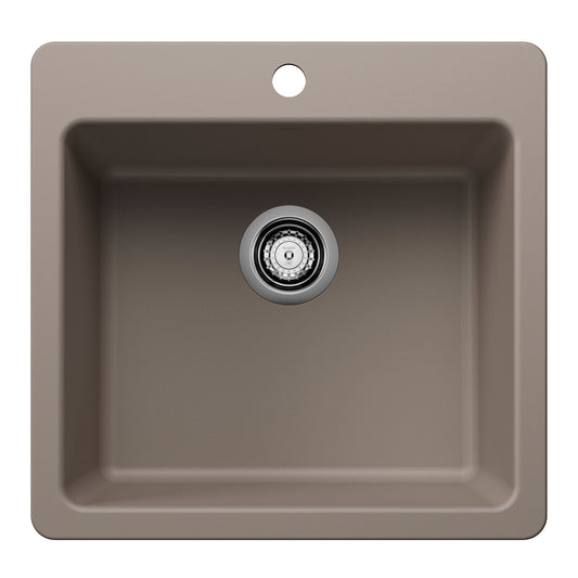 BLANCO 443230 Liven Liven SILGRANIT 21" Single Bowl Dual Mount Kitchen Sink - Truffle in Truffle