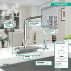 HANSGROHE 73836001 Aquno Select Kitchen Faucet, 2-Spray Pull-Out, 1.75 GPM - Chrome