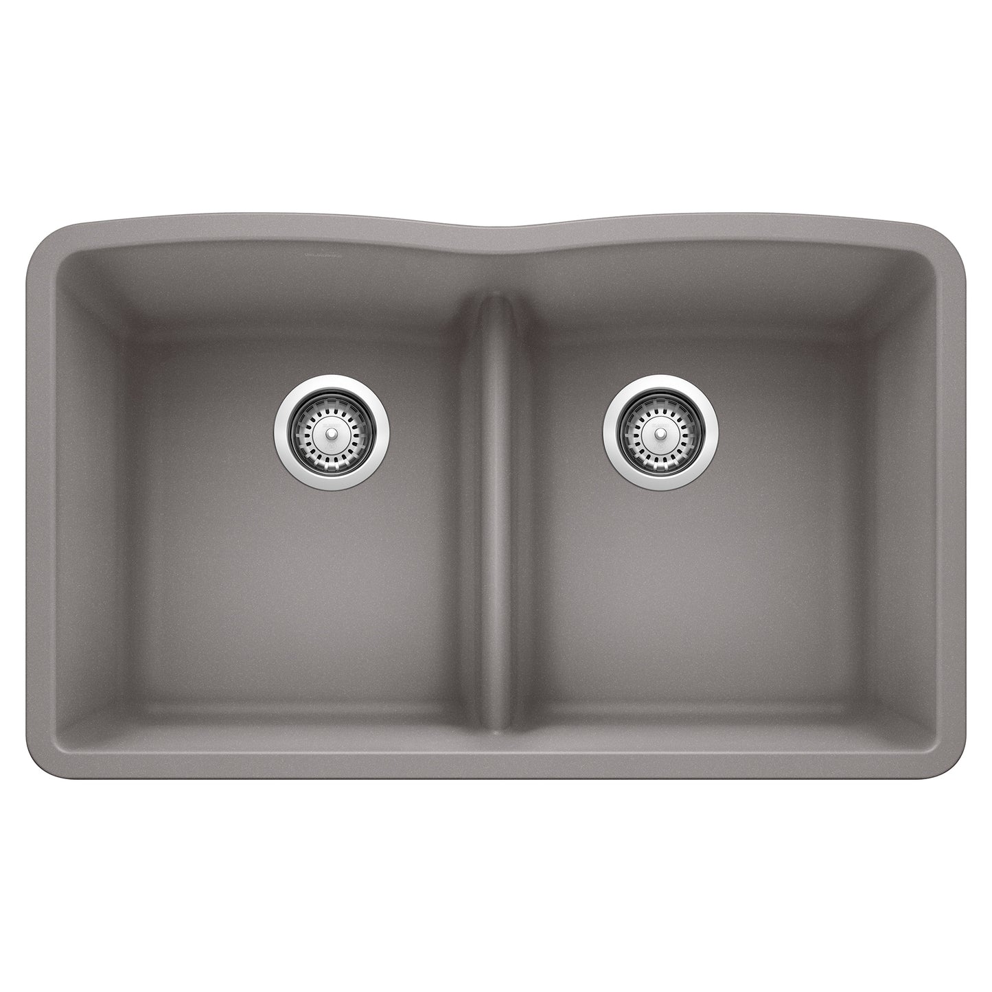 BLANCO 442077 Diamond Diamond SILGRANIT 32" 50/50 Double Bowl Undermount Kitchen Sink with Low Divide - Metallic Gray in Metallic Gray