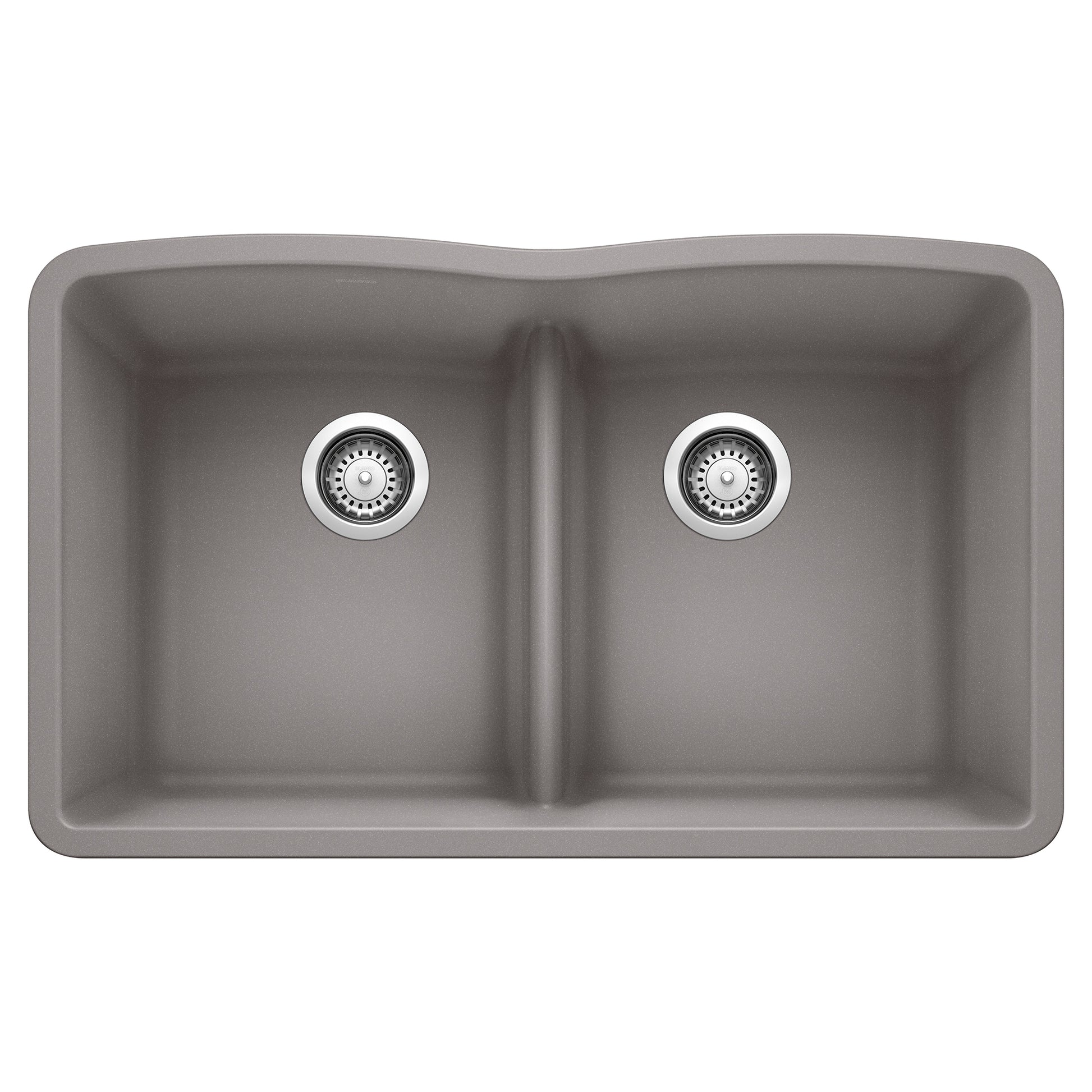 BLANCO 442077 Diamond Diamond SILGRANIT 32" 50/50 Double Bowl Undermount Kitchen Sink with Low Divide - Metallic Gray in Metallic Gray