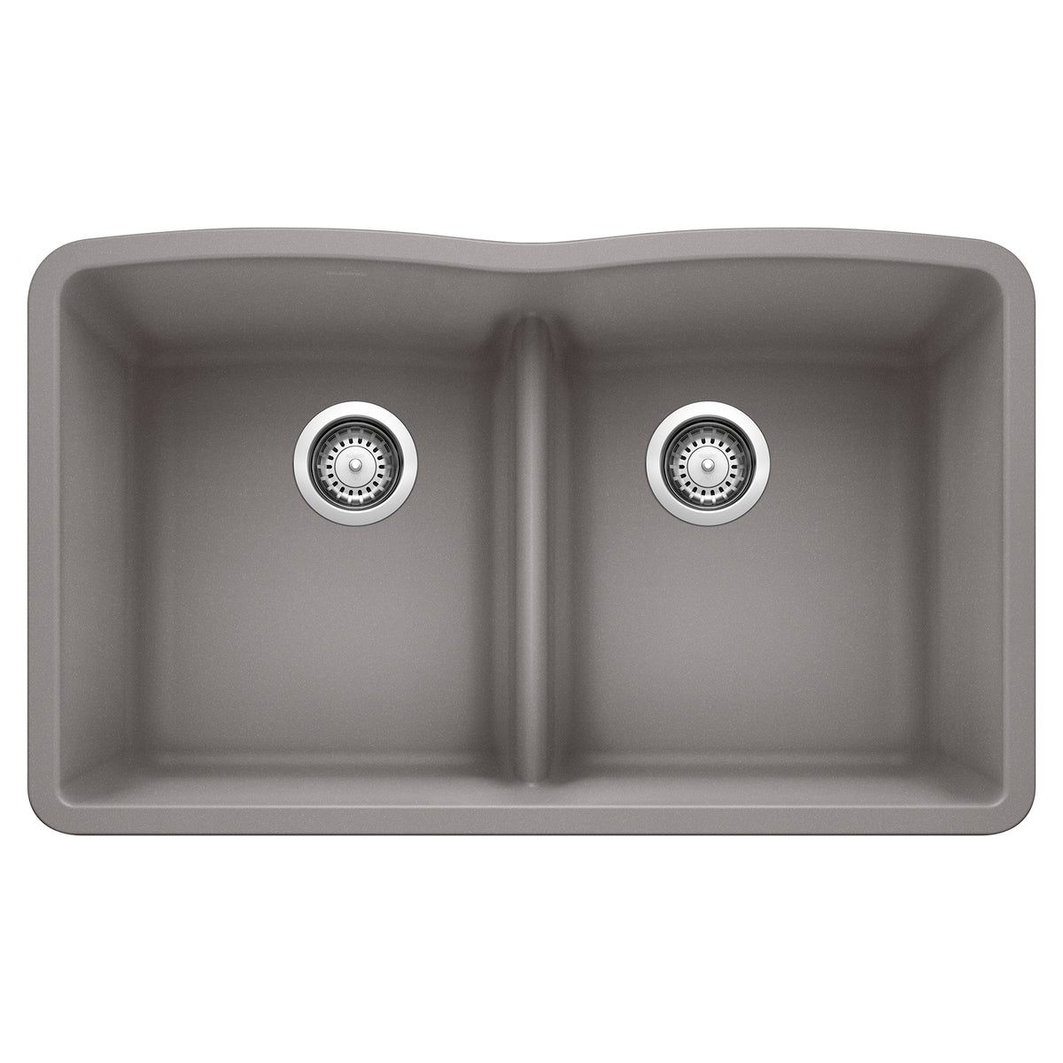 BLANCO 442077 Diamond Diamond SILGRANIT 32" 50/50 Double Bowl Undermount Kitchen Sink with Low Divide - Metallic Gray in Metallic Gray