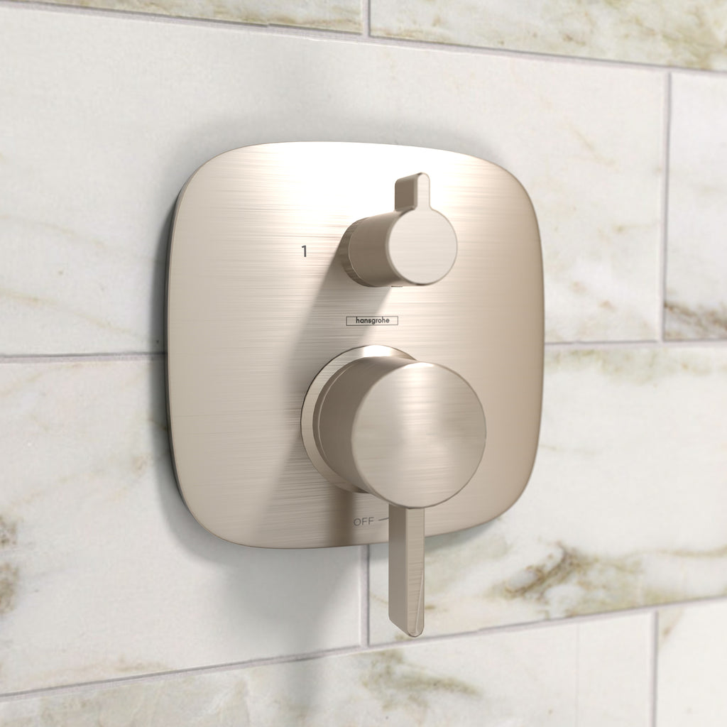 HANSGROHE 15864821 Ecostat Pressure Balance Trim Square with Diverter - Brushed Nickel