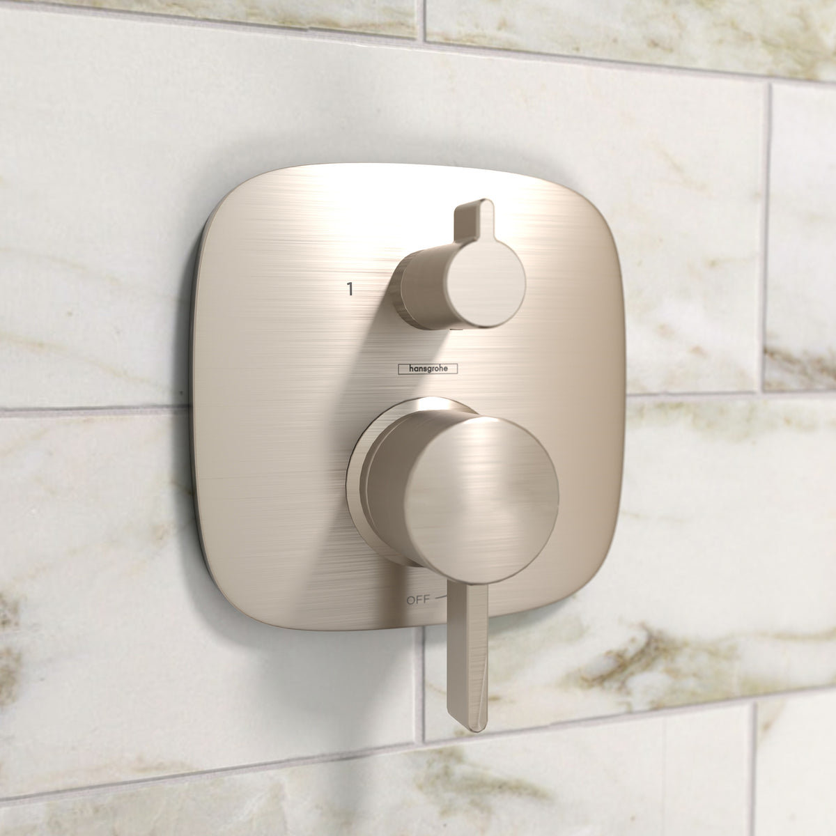 HANSGROHE 15864821 Ecostat Pressure Balance Trim Square with Diverter - Brushed Nickel