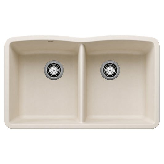 BLANCO 443068 Diamond Diamond SILGRANIT 32" 50/50 Double Bowl Undermount Kitchen Sink - Soft White in Soft White