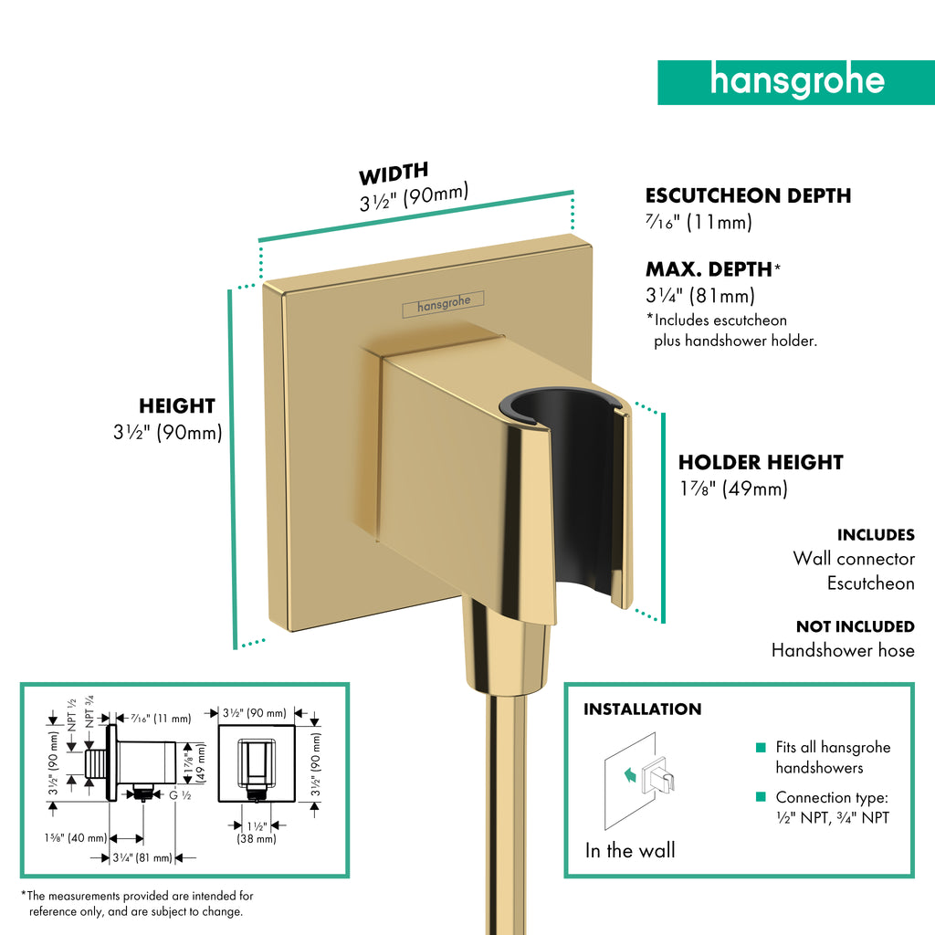 HANSGROHE 26889991  Wall Outlet with Handshower Holder - Polished Gold Optic