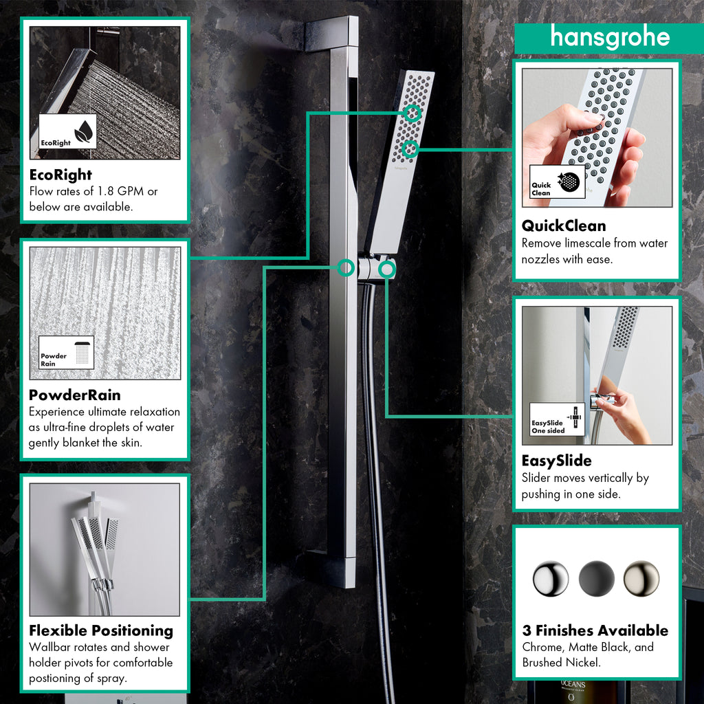 HANSGROHE 24371001 Pulsify E Wallbar Set 100 3-Jet 24", 1.75 GPM - Chrome