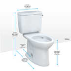 TOTO CST776CEFRG.10#01 Drake Two-Piece Elongated 1.28 Gpf Universal Height Tornado Flush Toilet With Cefiontect And Right-Hand Trip Lever - Cotton White