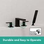 HANSGROHE 73444671 Tecturis E 4-Hole Roman Tub Set Trim with 1.75 Handshower - Matte Black