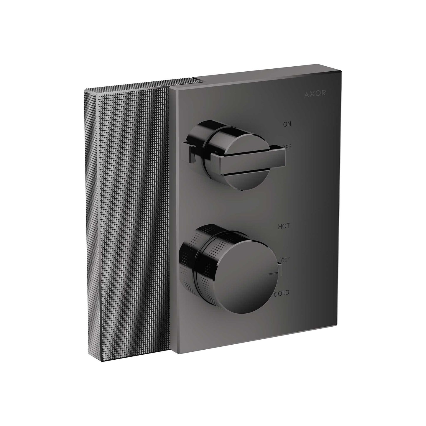 AXOR Edge Thermostatic Trim with Volume Control - Diamond Cut in Polished Black Chrome