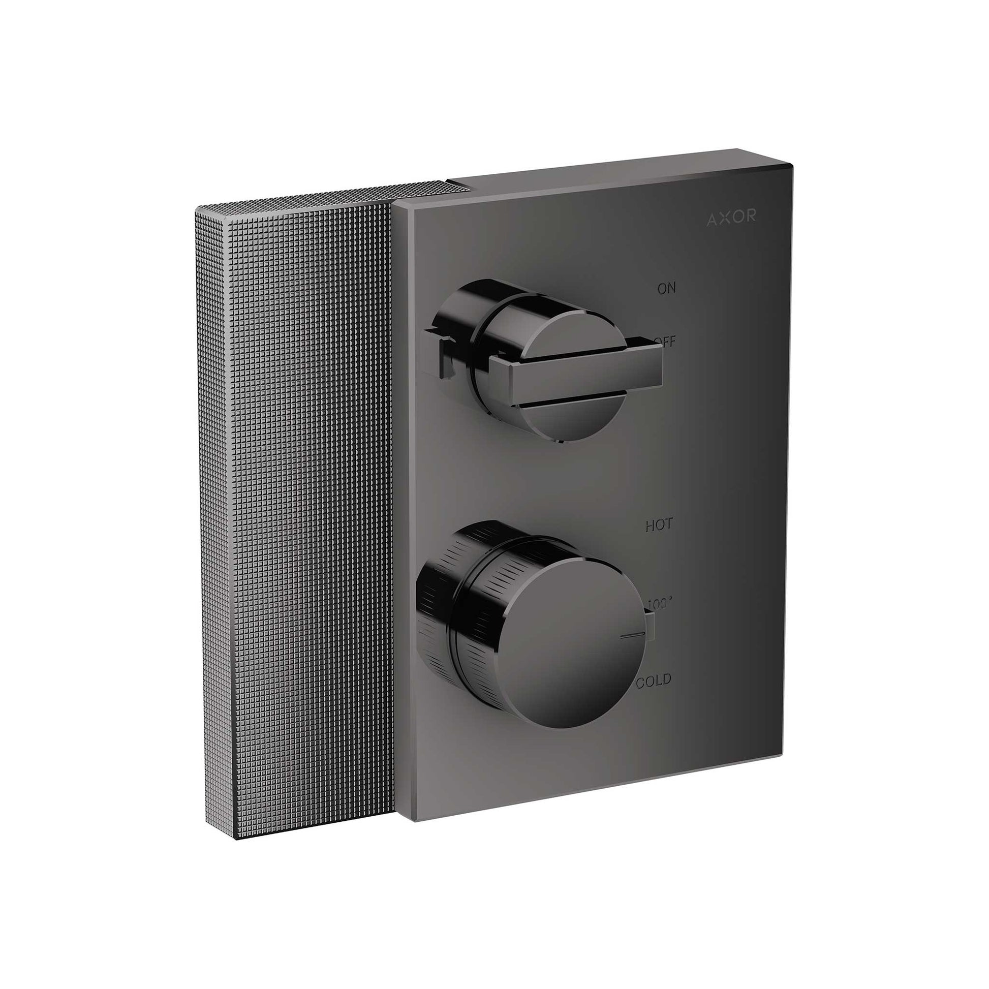 AXOR Edge Thermostatic Trim with Volume Control - Diamond Cut in Polished Black Chrome
