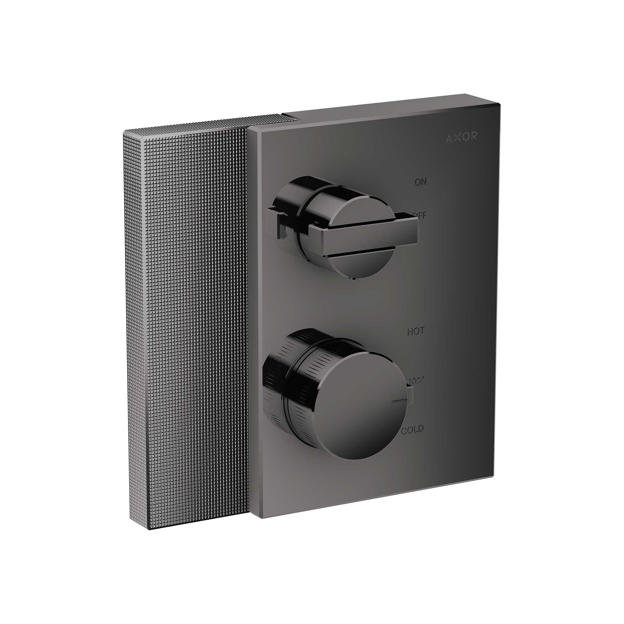 AXOR 46751331 Edge Thermostatic Trim with Volume Control - Diamond Cut - Polished Black Chrome