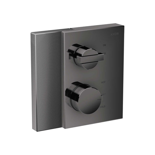 AXOR 46751331 Edge Thermostatic Trim with Volume Control - Diamond Cut - Polished Black Chrome