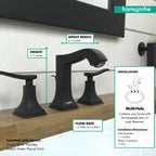 HANSGROHE 31330671 Metropol Classic Widespread Faucet 110 with Lever Handles and Pop-Up Drain, 1.2 GPM - Matte Black