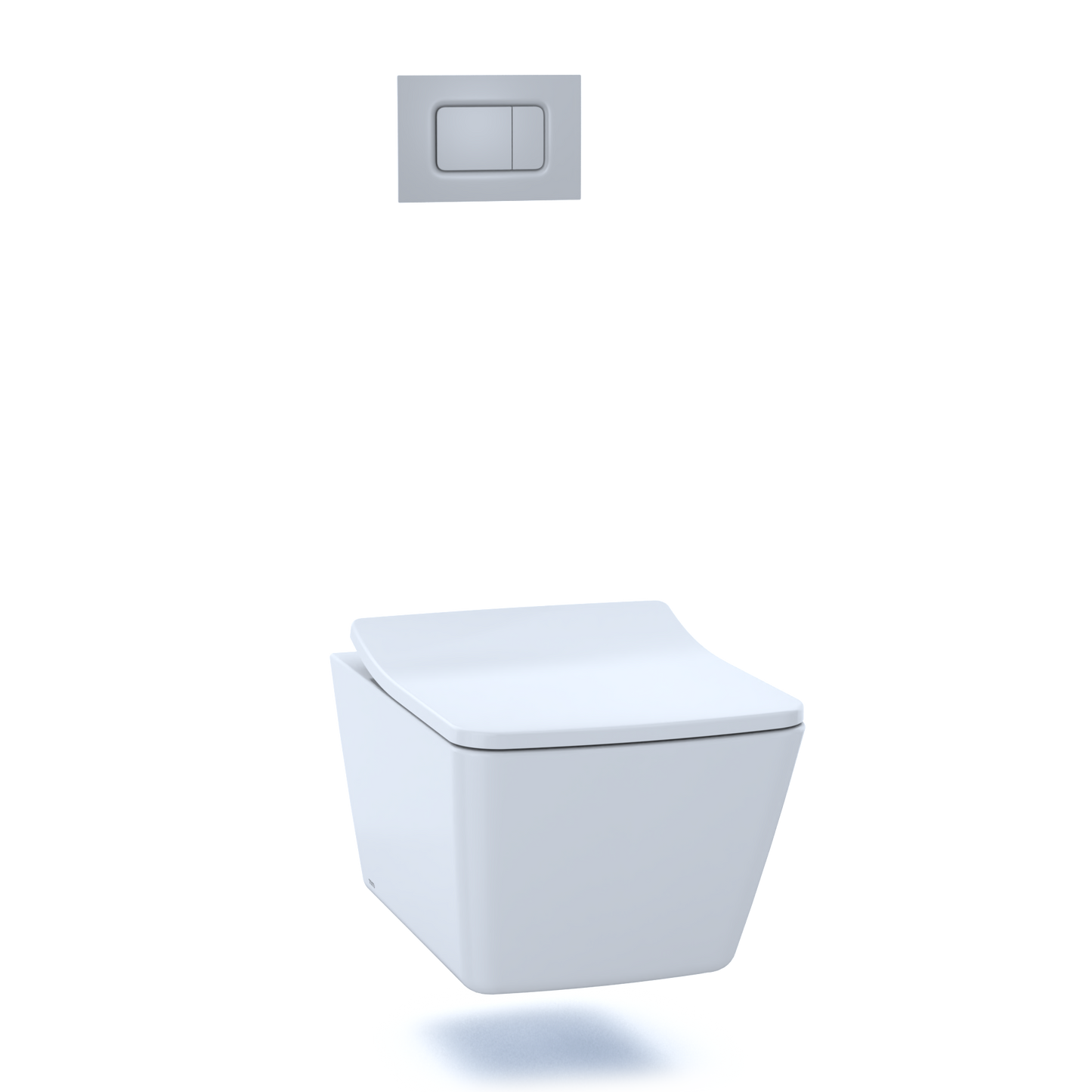 TOTO CWT449249CMFG#MS SP Wall-Hung Square-Shape Toilet and DuoFit In-Wall 1.28 and 0.9 GPF Dual-Flush Tank System with Copper Supply- CWT449249CMFG#MS , Matte Silver