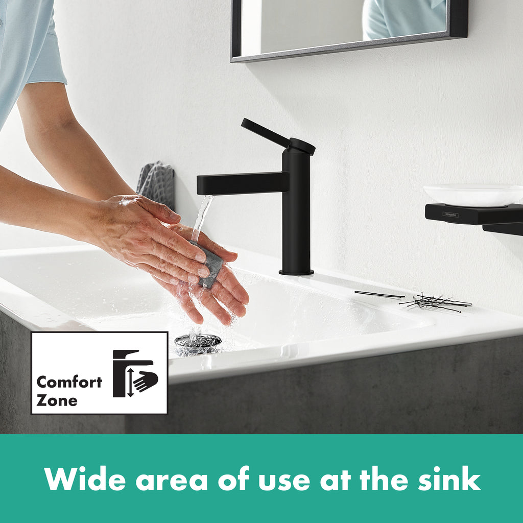 HANSGROHE 76010671 Finoris Single-Hole Faucet 100 with Pop-Up Drain, 1.2 GPM - Matte Black