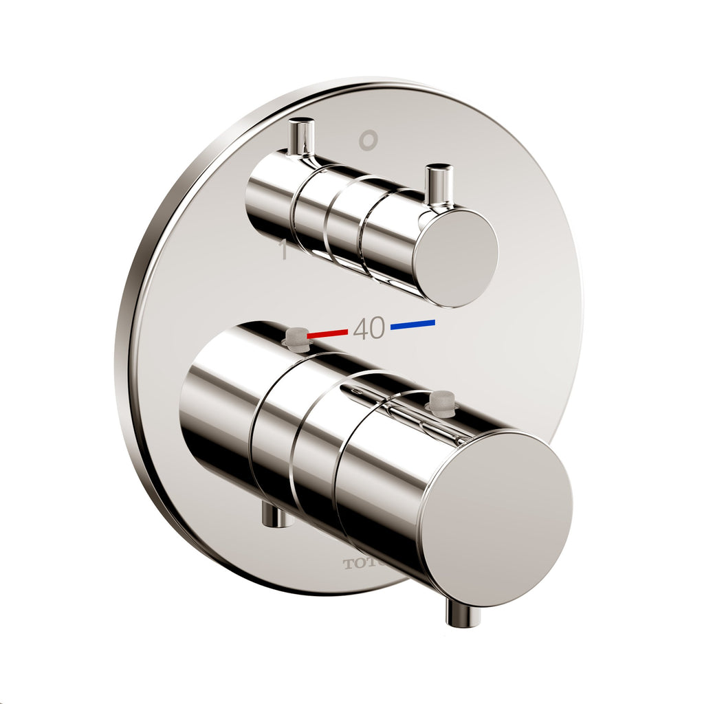 TOTO TBV01408U#PN Round Thermostatic Mixing Valve With Two-Way Diverter Shower Trim - Polished Nickel
