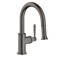 AXOR 16584341 Montreux Prep Kitchen Faucet 2-Spray Pull-Down, 1.75 GPM - Brushed Black Chrome