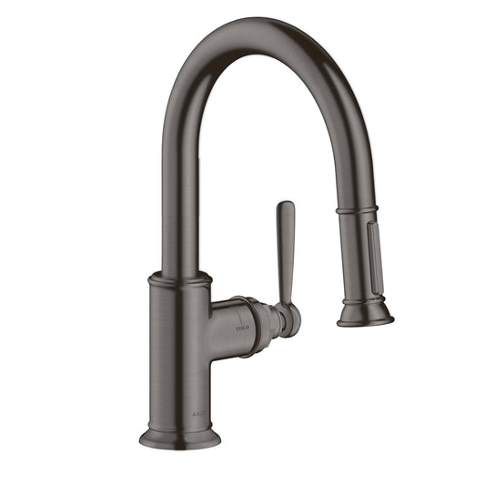 AXOR 16584341 Montreux Prep Kitchen Faucet 2-Spray Pull-Down, 1.75 GPM - Brushed Black Chrome