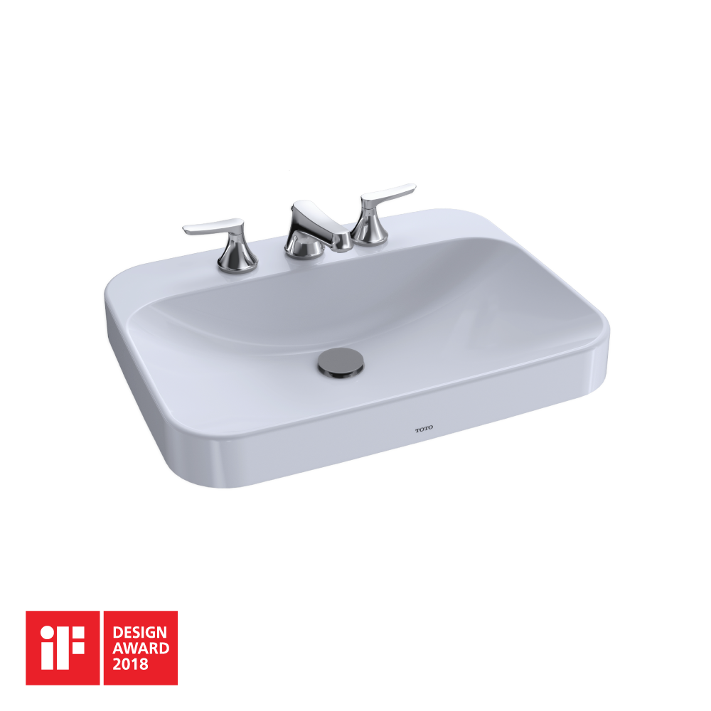 TOTO LT416.8G#01 Arvina Rectangular 23" Vessel Bathroom Sink with CEFIONTECT for 8 Inch Center Faucets , Cotton White