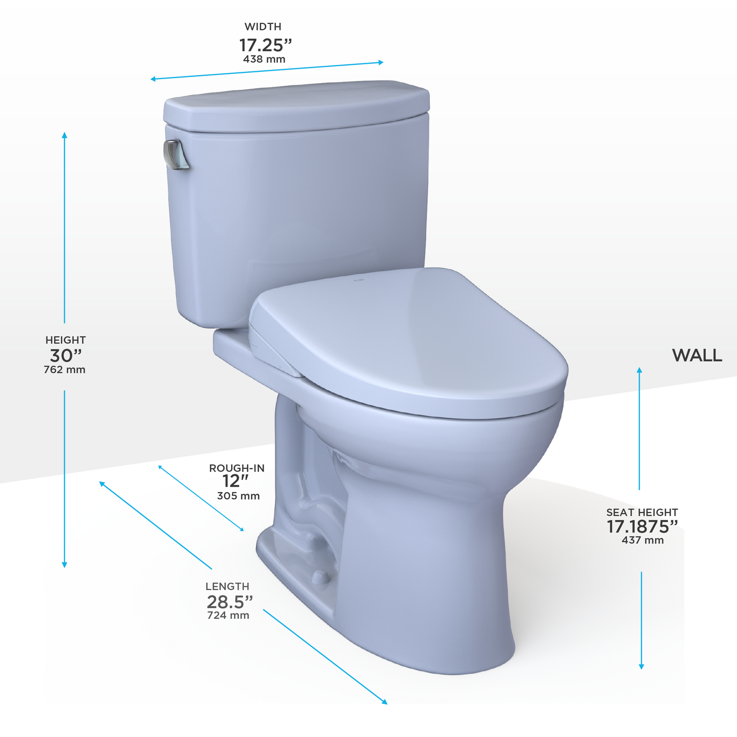 TOTO MW4544736CEFGA#01 WASHLET+ Drake II Two-Piece Elongated 1.28 GPF Toilet with Auto Flush WASHLET+ S7A Contemporary Bidet Seat , Cotton White