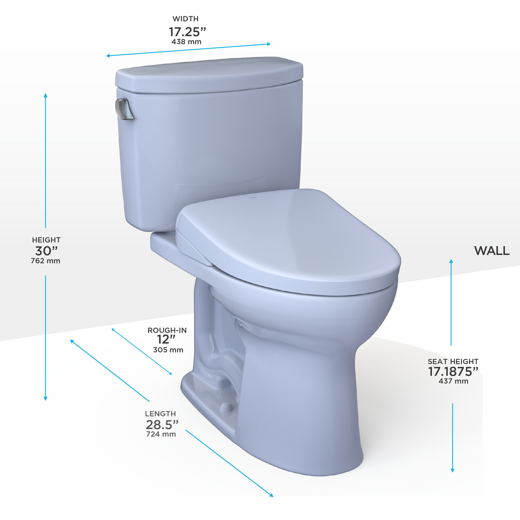 TOTO MW4544726CEFG#01 Washlet+ Drake Ii Two-Piece Elongated 1.28 Gpf Toilet And Washlet+ S7 Contemporary Bidet Seat - Cotton White