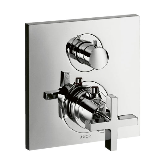 AXOR 39725001 Citterio Thermostatic Trim with Volume Control and Diverter- Cross Handle - Chrome
