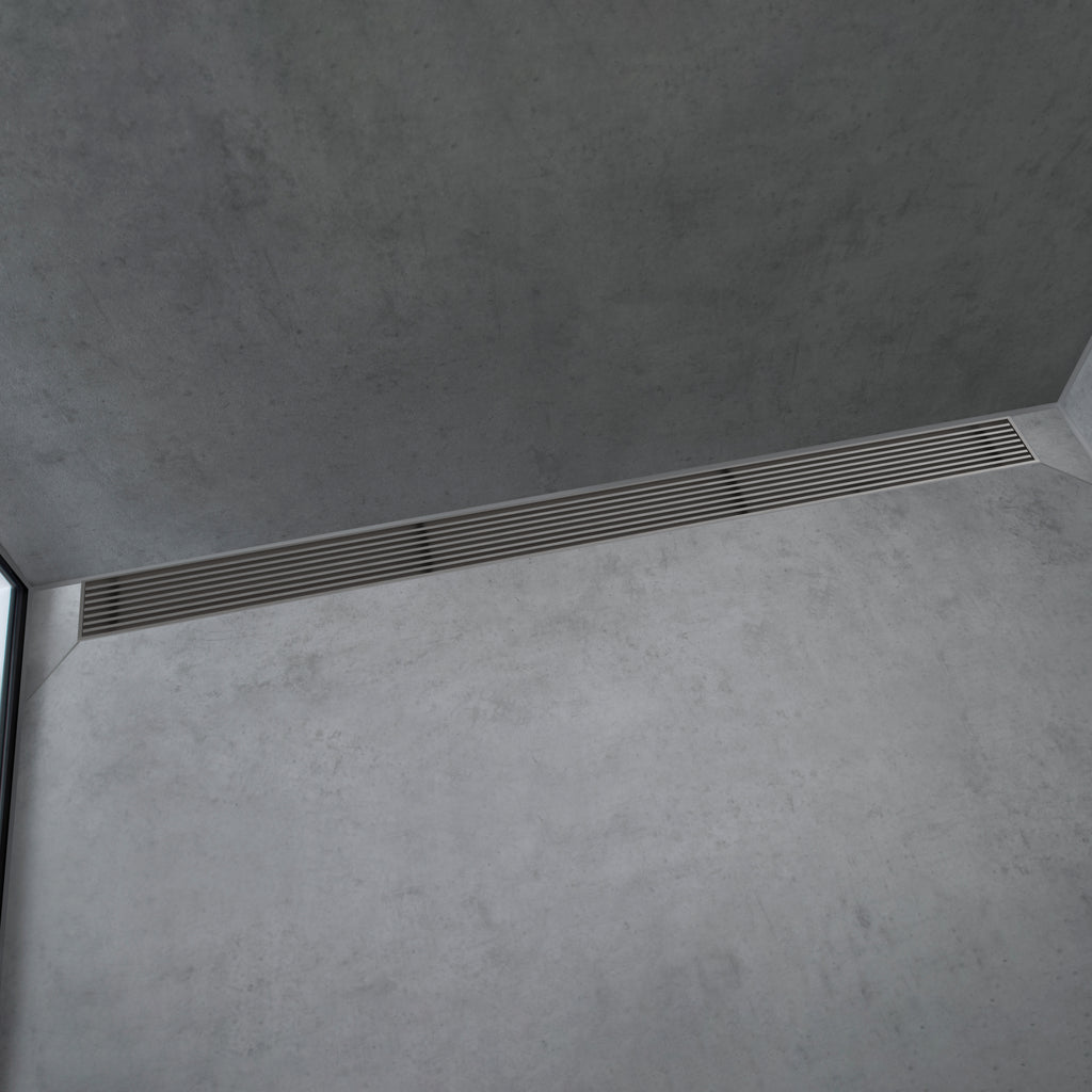 HANSGROHE 56125801 RainDrain Match Boardwalk Trim Boadwalk 47 1/4" with Height Adjustable Frame - Brushed Stainless Steel