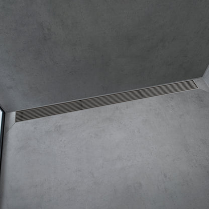 HANSGROHE 56125801 RainDrain Match Boardwalk Trim Boadwalk 47 1/4" with Height Adjustable Frame - Brushed Stainless Steel