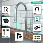 HANSGROHE 72801801 Talis N HighArc Kitchen Faucet, O-Style 2-Spray Pull-Down with sBox, 1.75 GPM - Stainless Steel Optic