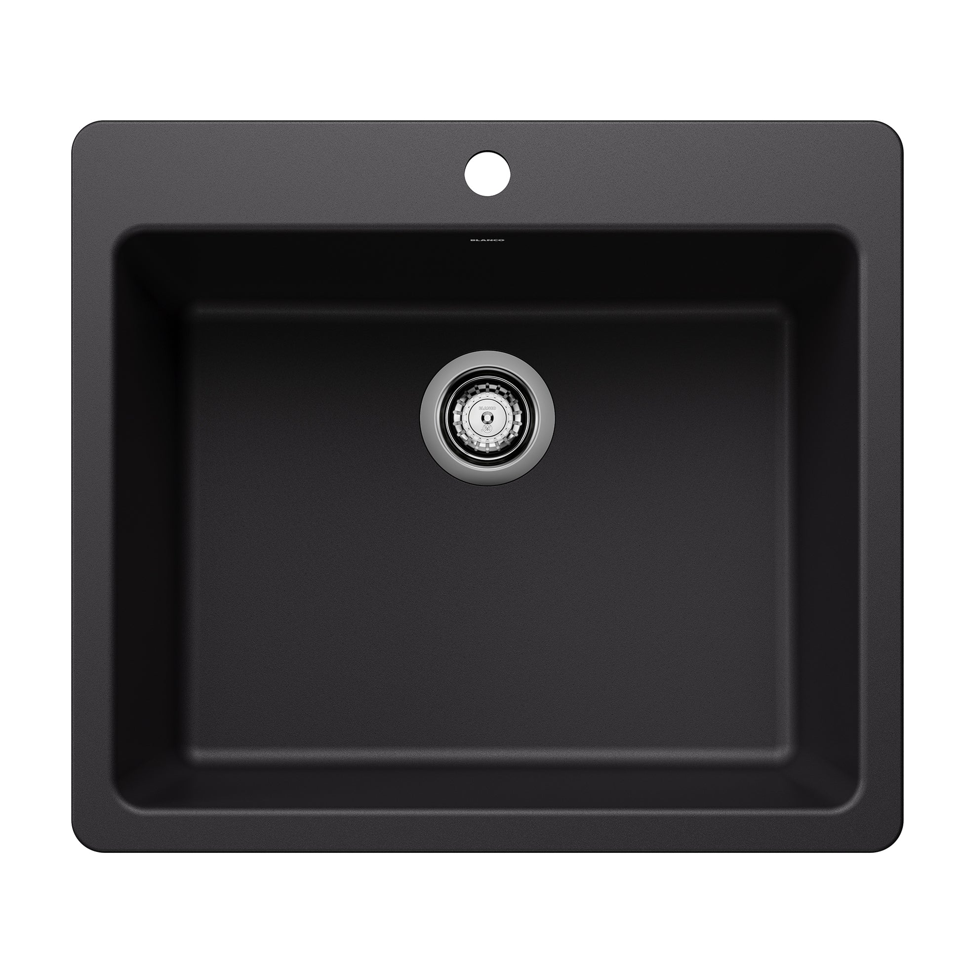 BLANCO 443218 Liven Liven SILGRANIT 25" Single Bowl Dual Mount Kitchen Sink - Coal Black in Coal Black