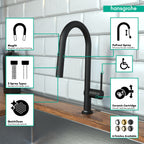 HANSGROHE 72850671 Talis N HighArc Kitchen Faucet, A-Style 2-Spray Pull-Down with sBox, 1.75 GPM - Matte Black
