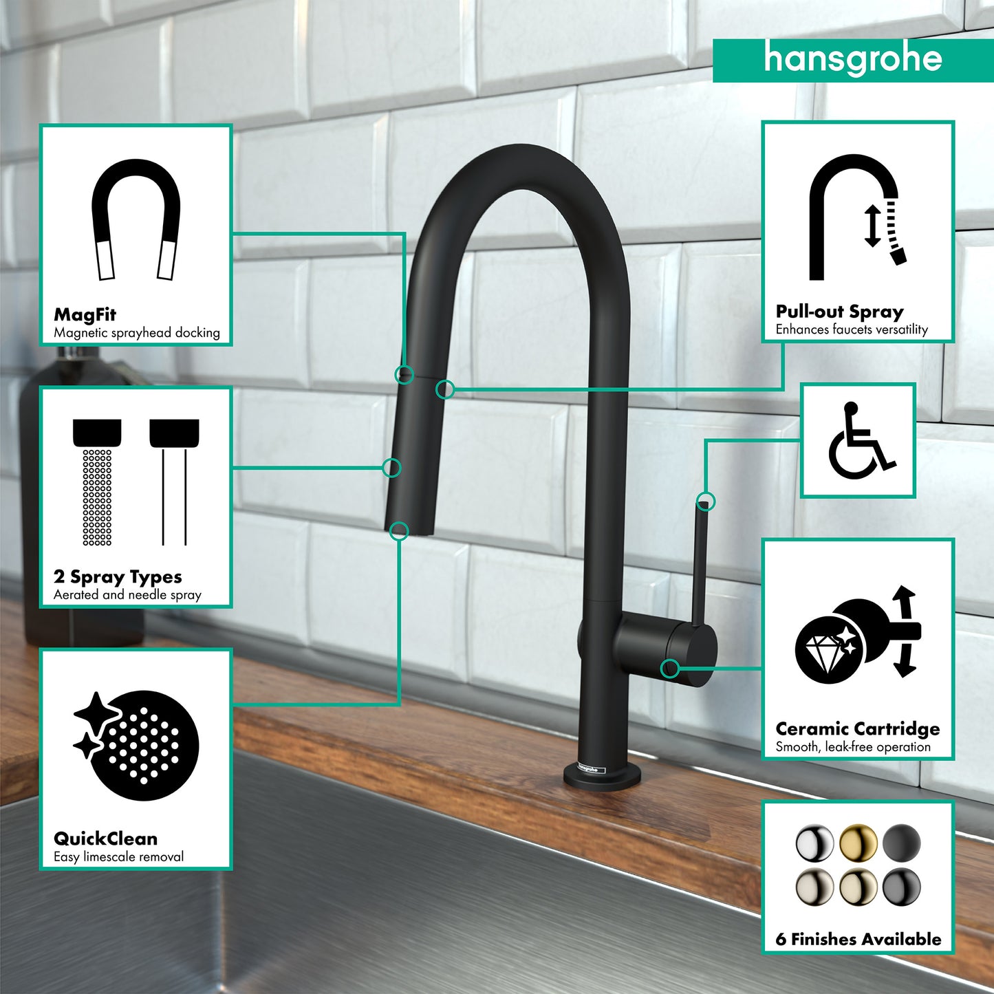 HANSGROHE 72850671 Talis N HighArc Kitchen Faucet, A-Style 2-Spray Pull-Down with sBox, 1.75 GPM - Matte Black