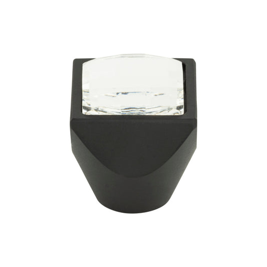 ATLAS 3196-BL Crystal 1" Length Square Knob - Matte Black