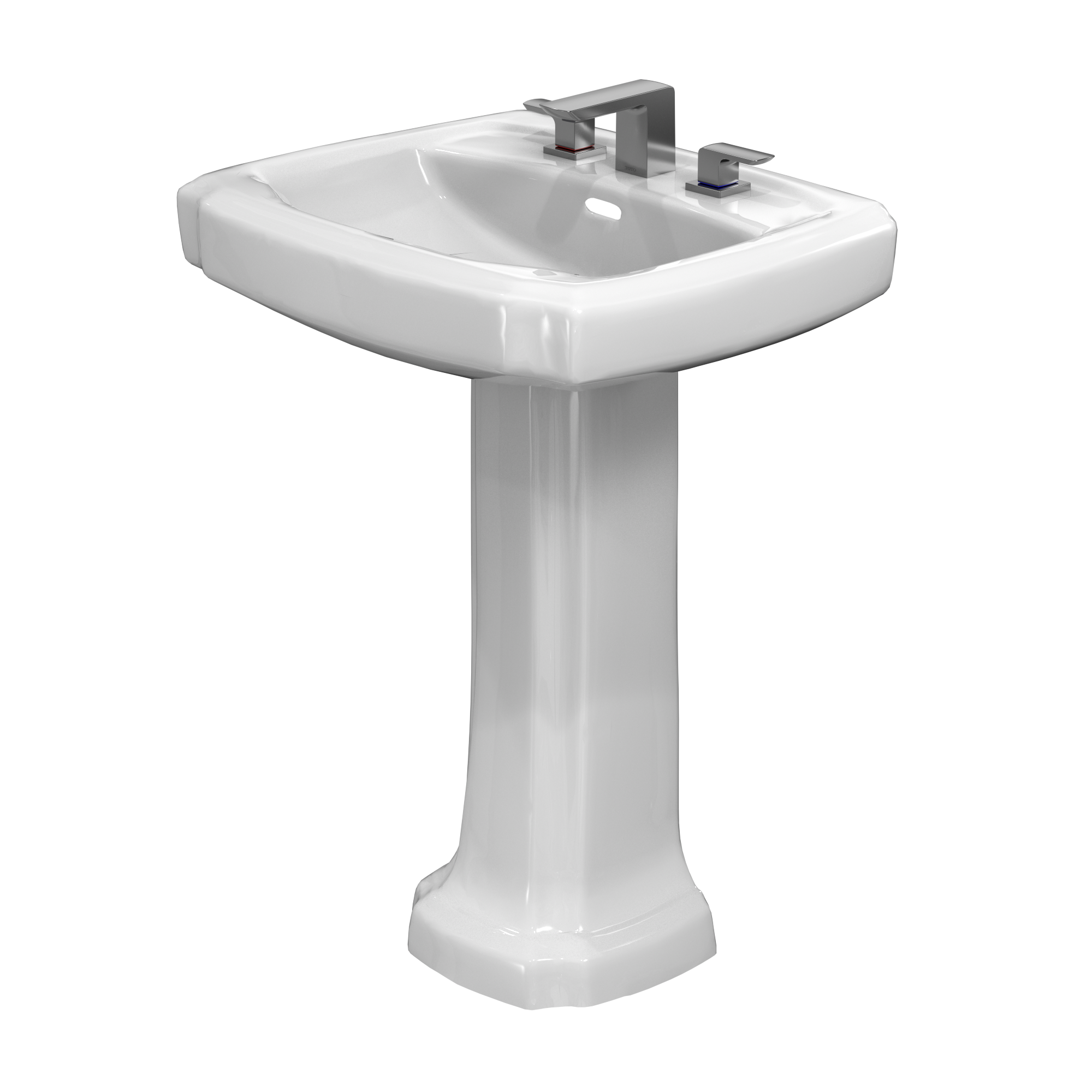 TOTO LPT972.8#01 Guinevere 24-3/8" x 19-7/8" Rectangular Pedestal Bathroom Sink for 8 Inch Center Faucets , Cotton White
